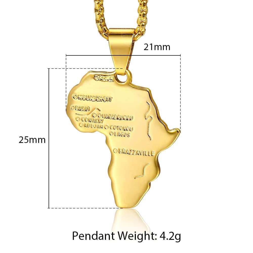 Layered Chain Africa Map Pendant Necklace - Hautefull