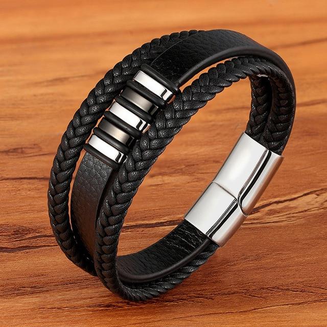 Magnetic Genuine Leather Bracelets for Men - Hautefull