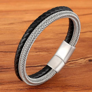 Magnetic Genuine Leather Bracelets for Men - Hautefull
