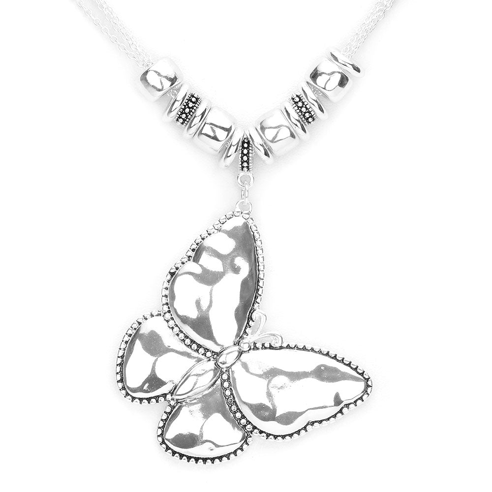 Metallic Butterfly Pendant Necklace - Hautefull
