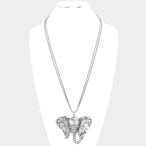 Metallic Elephant Pendant Necklace - Hautefull