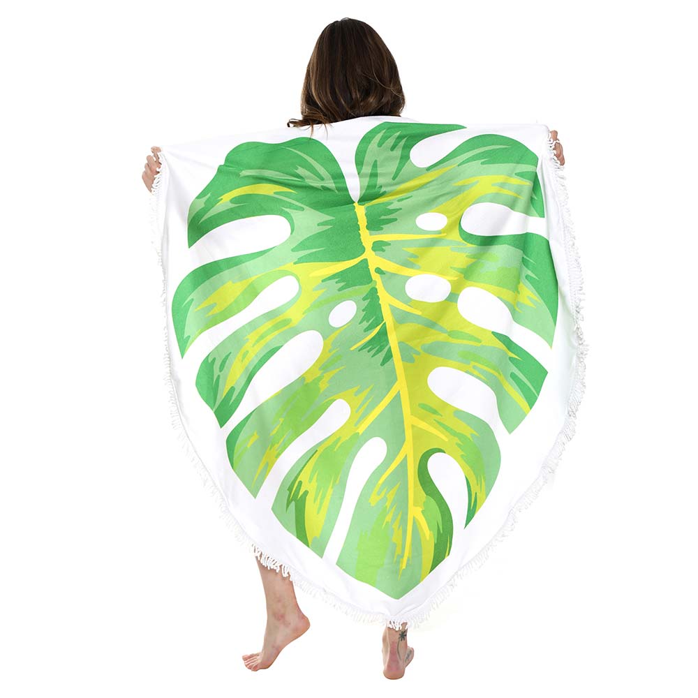 Monstera Leaf Print Beach Towel - Hautefull