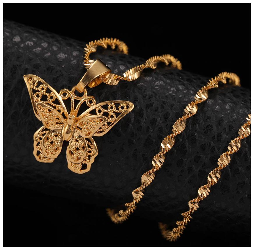 Gold Plated Double Butterfly Pendant