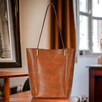 Tall Faux Leather Tote Bag - Hautefull