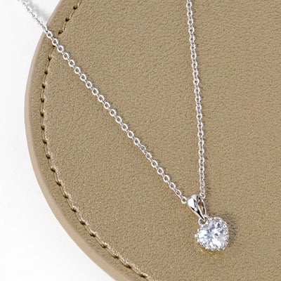 White Gold-Dipped Heart Stone Pendant Necklace - Hautefull