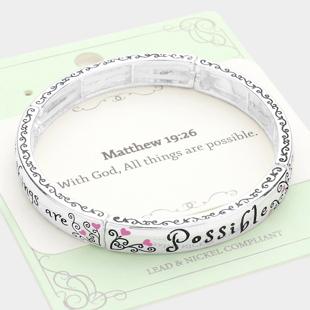 "With God, All is Possible" Inspirational Metal Bracelet - Hautefull